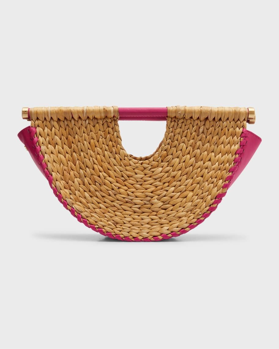 Cult Gaia Lou Half-Moon Straw Top-Handle Bag | Neiman Marcus