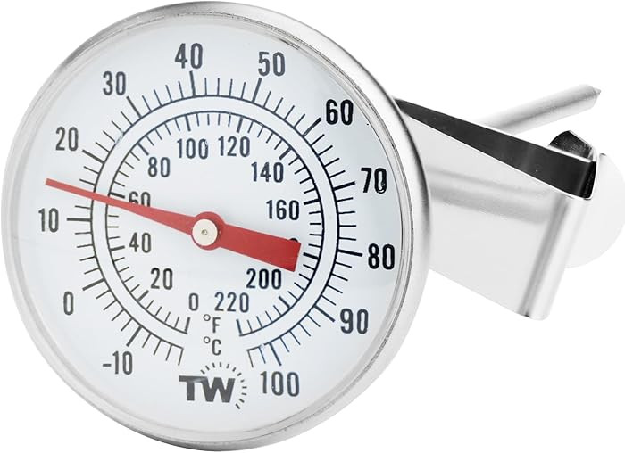 Milchthermometer, ideal für Milchkäse, Joghurt, Kaffee, mit Sonde (165 mm lang) | Amazon (DE)