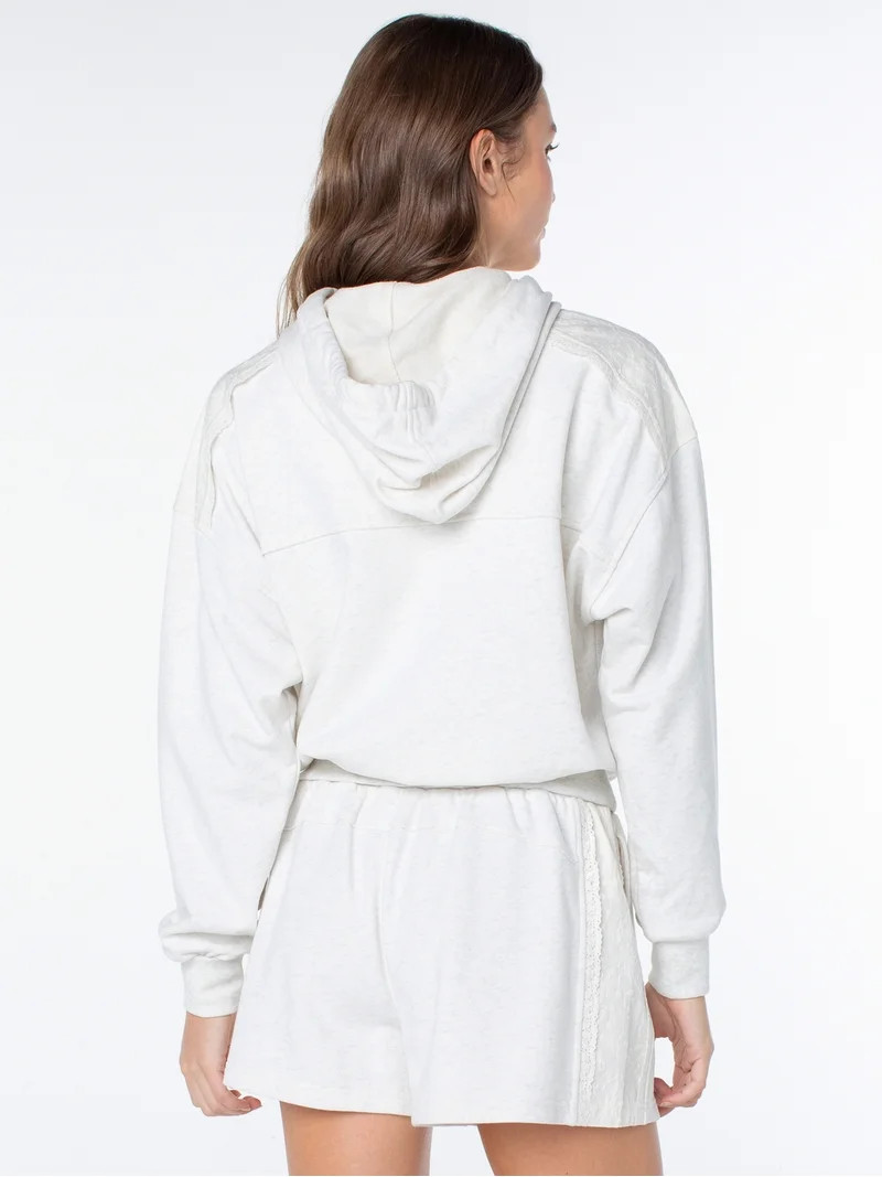 Celebrity Pink Women's and Women's Plus Lace Trim Hoodie Sweatshirt, Sizes XS-4X | Walmart (US)