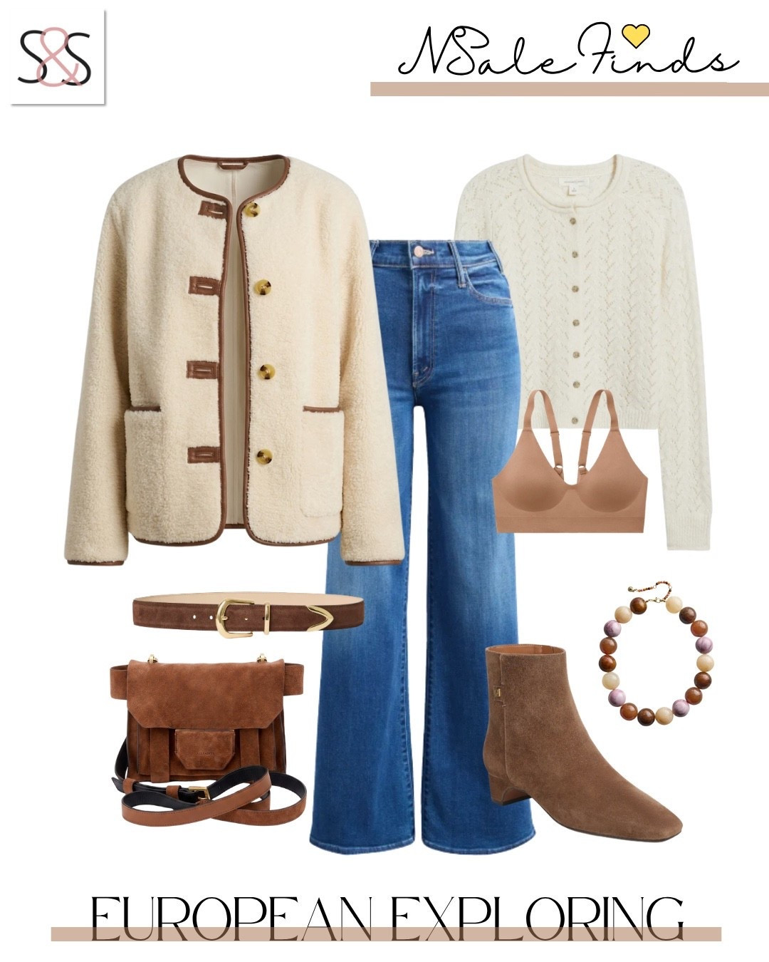 My Nordstrom Anniversary Sale European travel outfit is giving quiet luxury without trying too hard, and yes, the sherpa jacket with brown leather trim is absolutely worth adding to cart.

#LTKSaleAlert #LTKOver40 #LTKmomlife