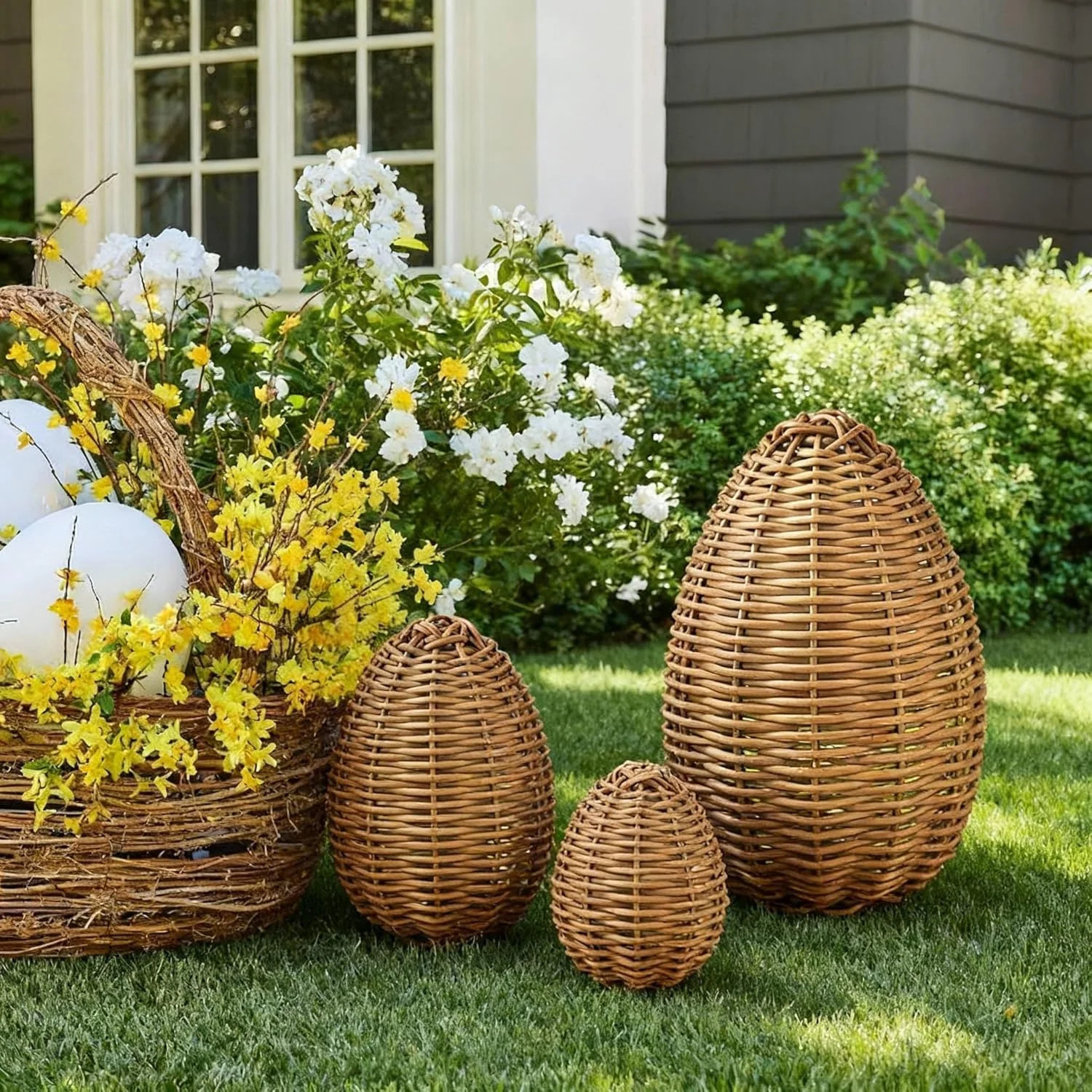 3 Pcs Rattan Easter Eggs Outdoor Decor Woven Easter Eggs Decorations Spring Decoration Statue Fig... | Walmart (US)