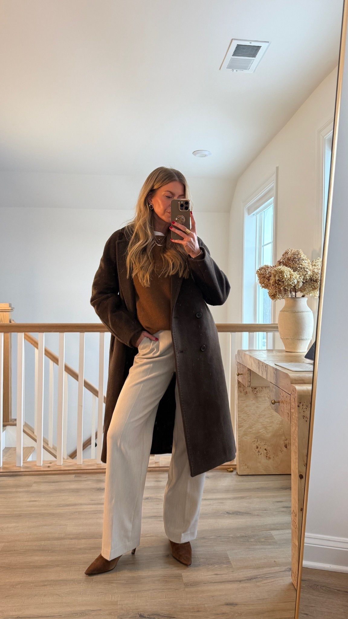 Elevated winter look!
Sweater: wearing size small 
Pants: run TTS
Coat: runs TTS, wearing size small 

#LTKGiftGuide #LTKHoliday