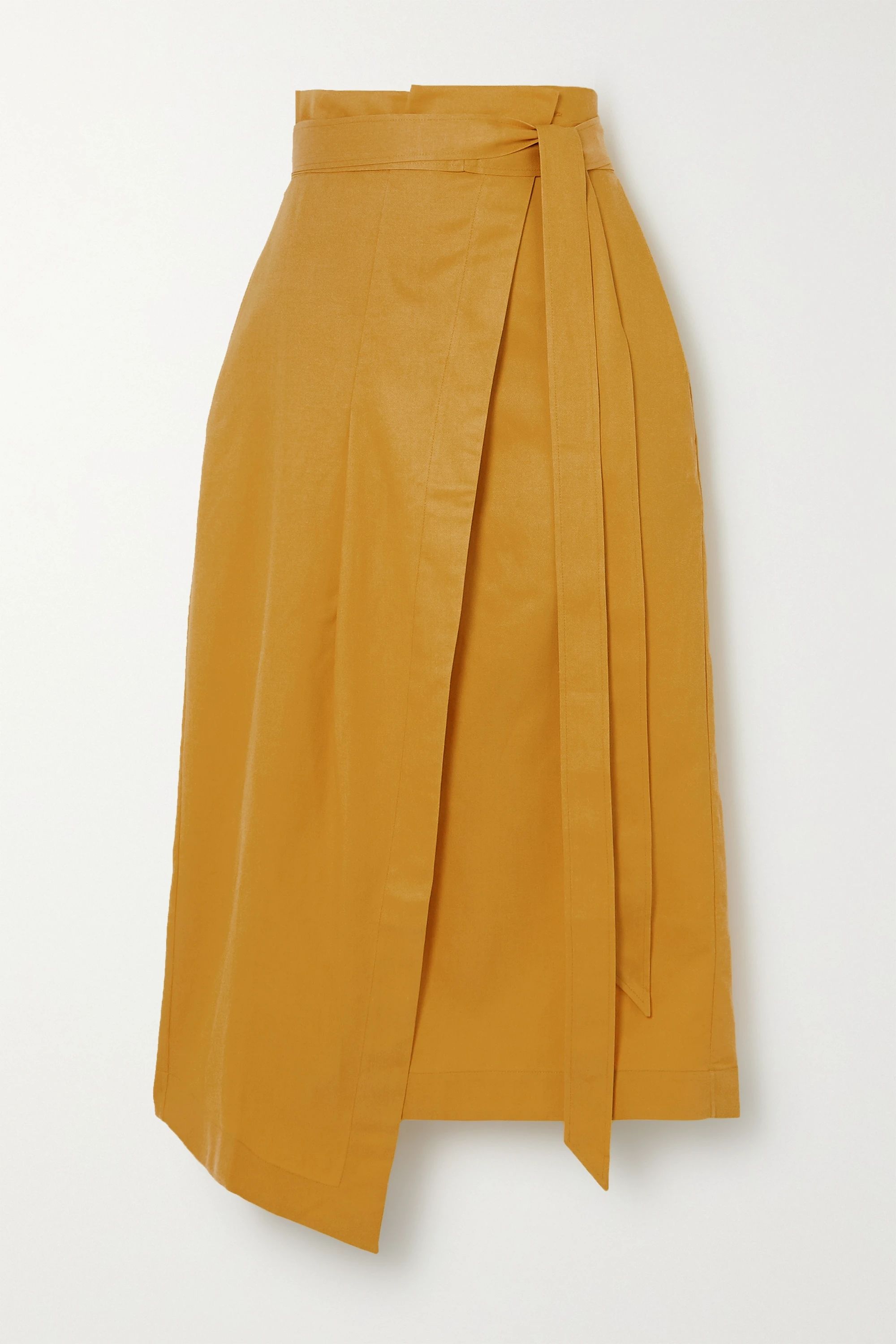 Yellow Asymmetric Lyocell, linen and cotton-blend wrap skirt | King & Tuckfield | NET-A-PORTER | NET-A-PORTER (US)