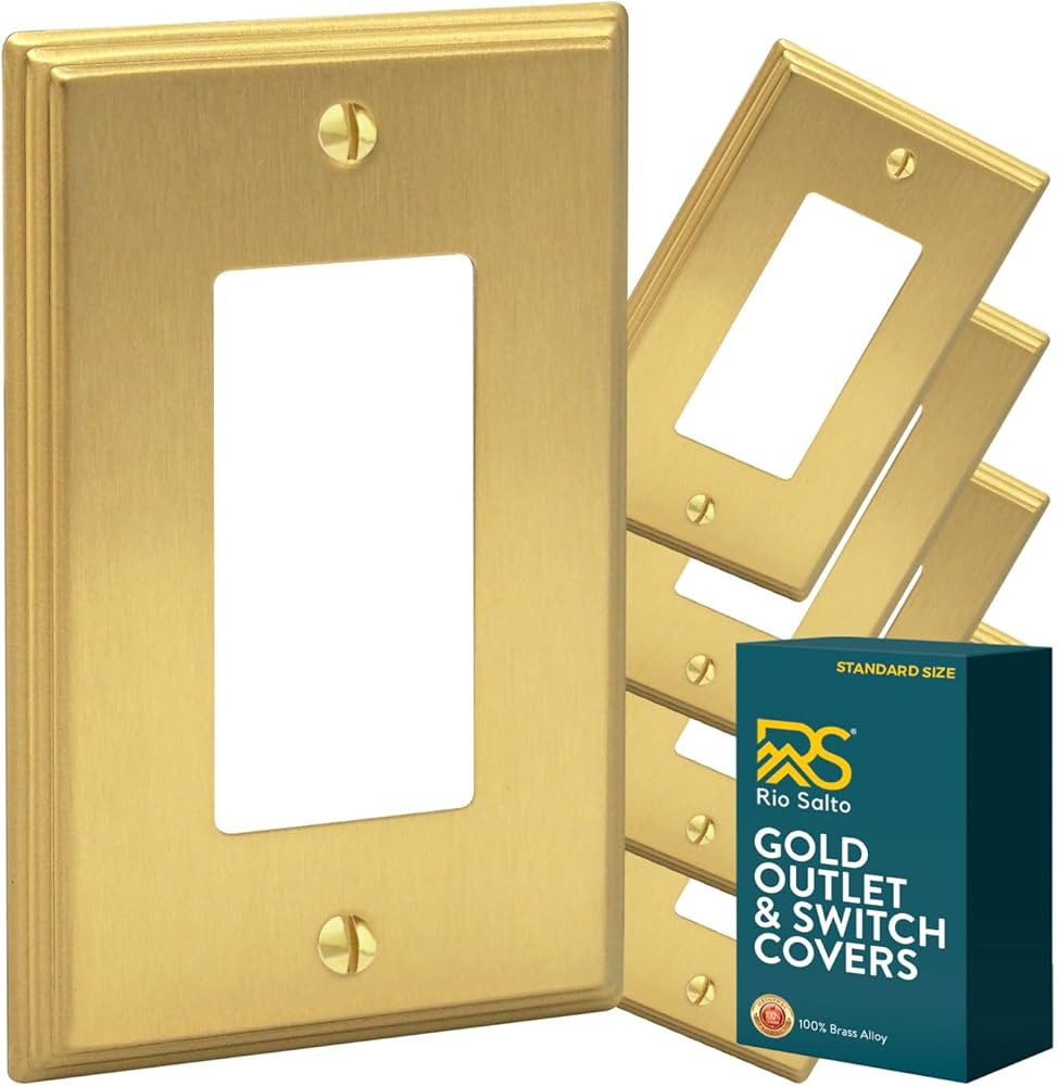 Rio Salto BRASS Brushed Gold Metal Rocker Decorator Outlet Covers Light Switch Cover – Deco Col... | Amazon (US)