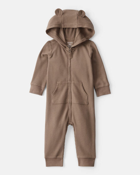Baby Boy Bear Long-Sleeve Jumpsuit - Brown | Carter's Inc
