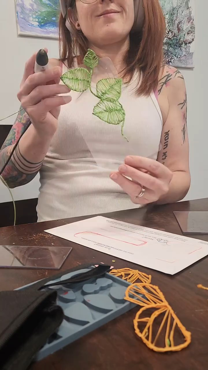 I've been using this 3d pen to create a vine of leaves that wraps around a string of Christmas lights #DIY #3dpen #repurpose

