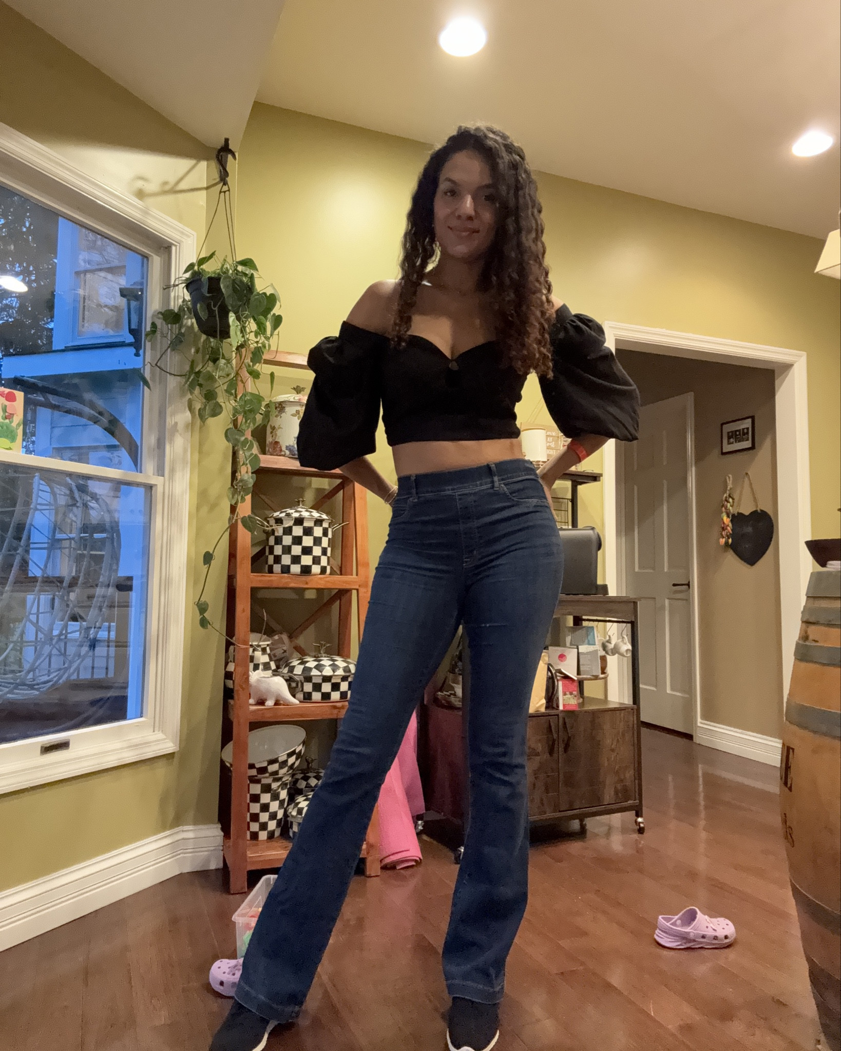 BEST jeans from @spanx for tall girls with LONG legs. These are 37” inseam and hugs every curve! 
I’m 6’1, ~185-190lbs wearing a Large/Tall. You NEED it! 

#LTKMidsize #LTKOver40 #LTKSaleAlert