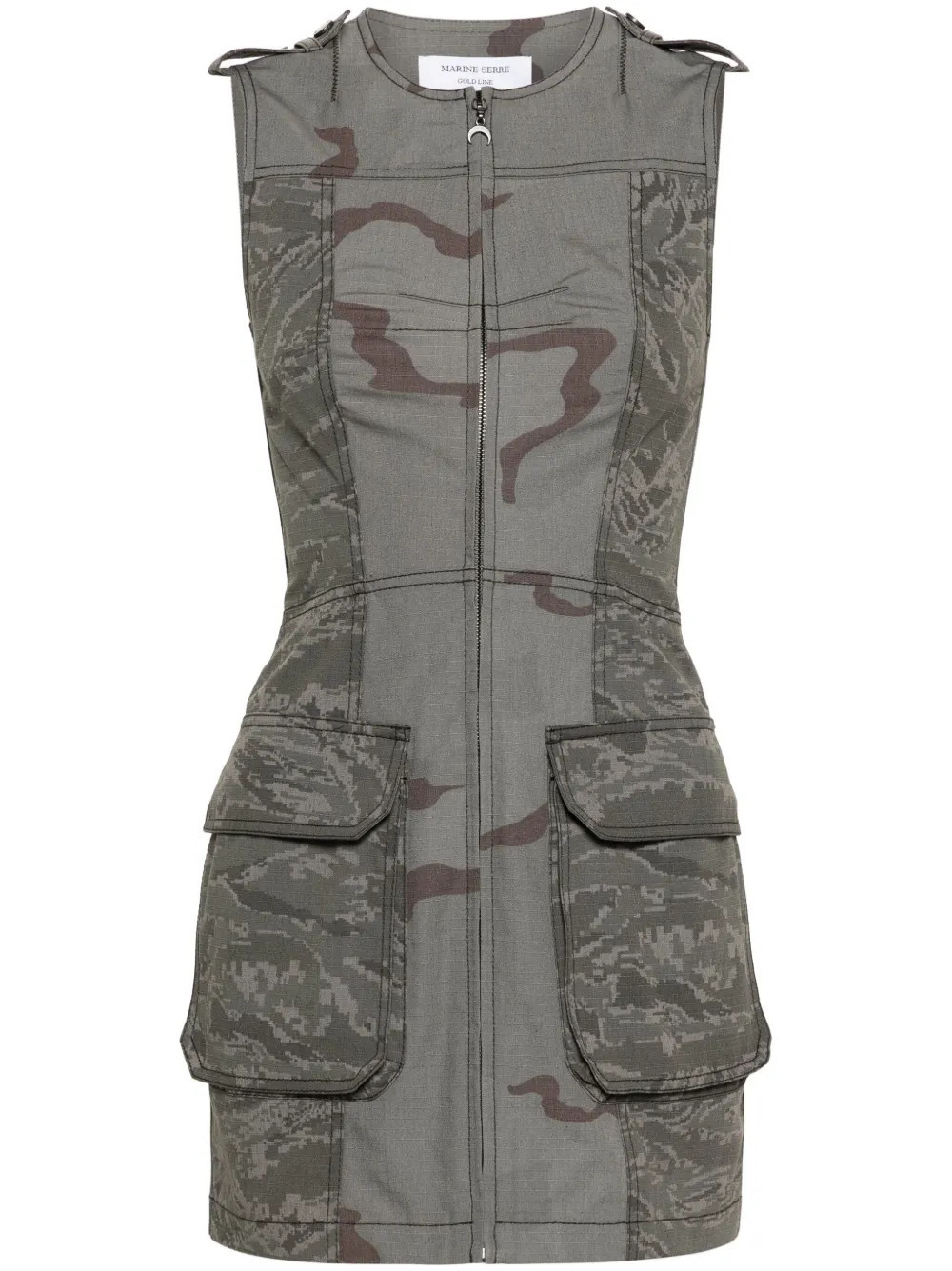Marine Serre Regenerated camouflage mini dress - Grey | Farfetch Global