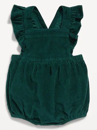 Sleeveless Ruffle-Trim Corduroy One-Piece Romper for Baby | Old Navy (US)
