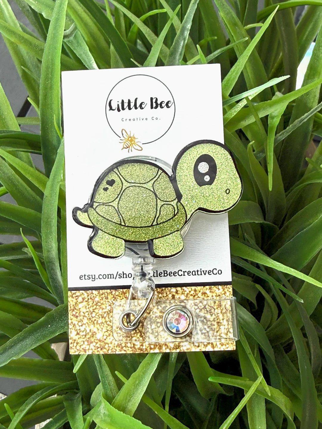 Tortoise Glitter Badge Reel, Acrylic Turtle Design - Etsy | Etsy (US)