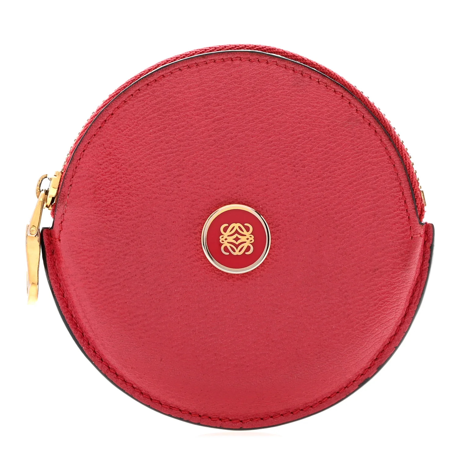 Calfskin Zip Coin Purse Red | FASHIONPHILE (US)