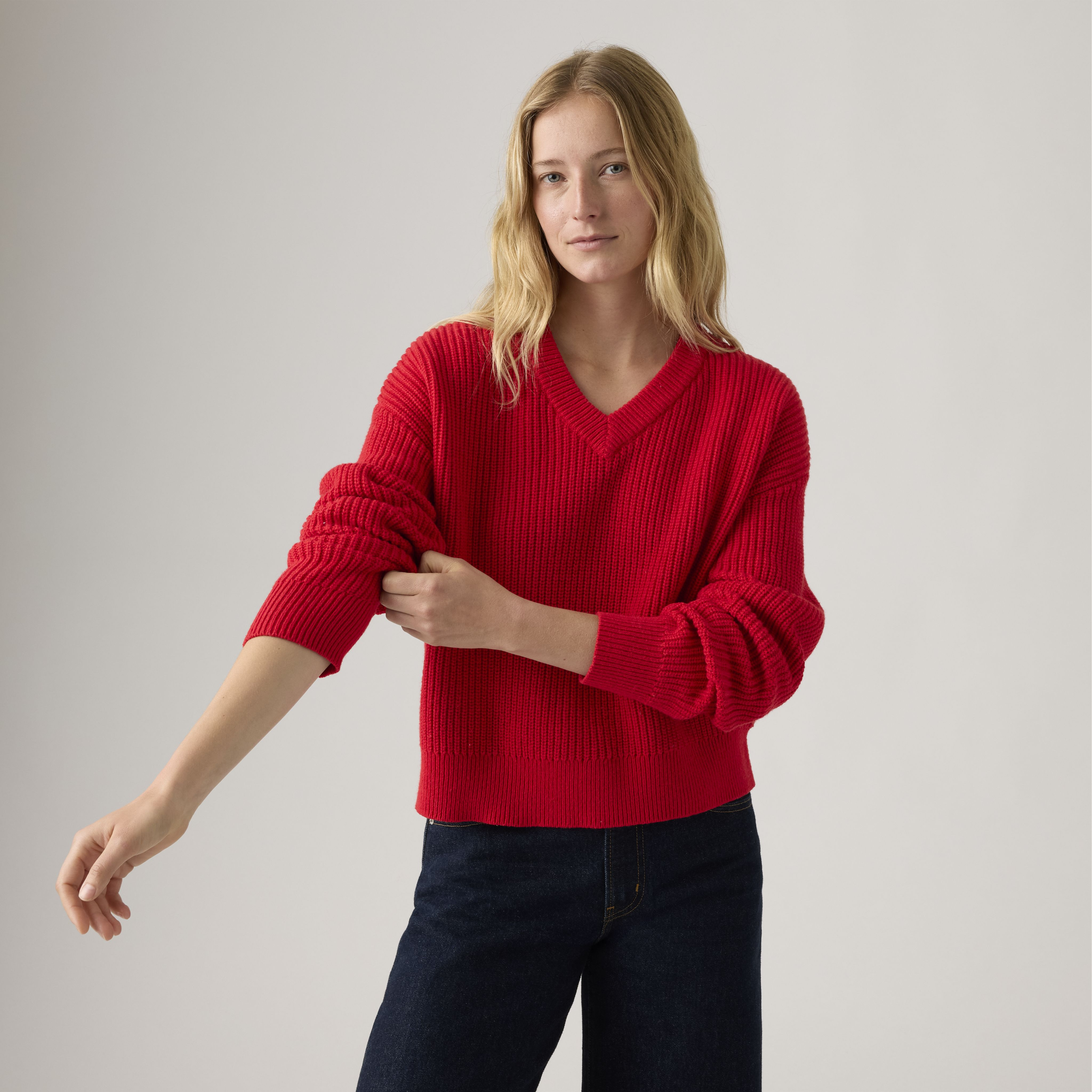 Levi's Reese V Neck Sweater - Women's - S - Red | Levi's UK