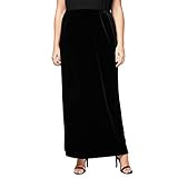 Alex Evenings Women's Size Long Skirt with Button Detail Side Slit Petite Regular Plus, Black Velvet | Amazon (US)