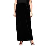 Alex Evenings Women's Size Long Skirt with Button Detail Side Slit Petite Regular Plus, Black Velvet | Amazon (US)