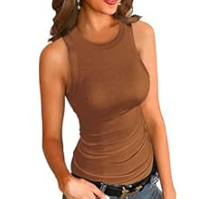 VICHYIE Women Tank Tops Summer Sleeveless Basic Cami Top Shirt Slim Knit Ribbed Racerback Blouses | Amazon (US)