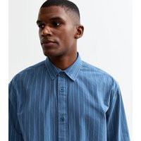 Men's Blue Fine Stripe Overshirt New Look | New Look (UK)
