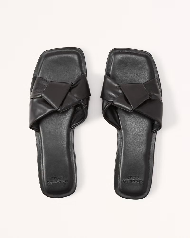 Women's Knotted Faux Leather Slide Sandals | Women's Shoes | Abercrombie.com | Abercrombie & Fitch (US)
