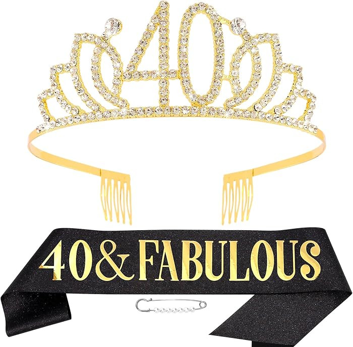 40th Birthday Decorations for Women, 40th Birthday Gifts Sash and Crown for Women Set, 40 & Fabul... | Amazon (US)