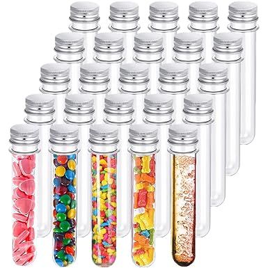 25 Pcs 45ml Clear Plastic Test Tubes with Caps,25x140mm Tube for Sample,Test Tube for Bath Salts,... | Amazon (US)