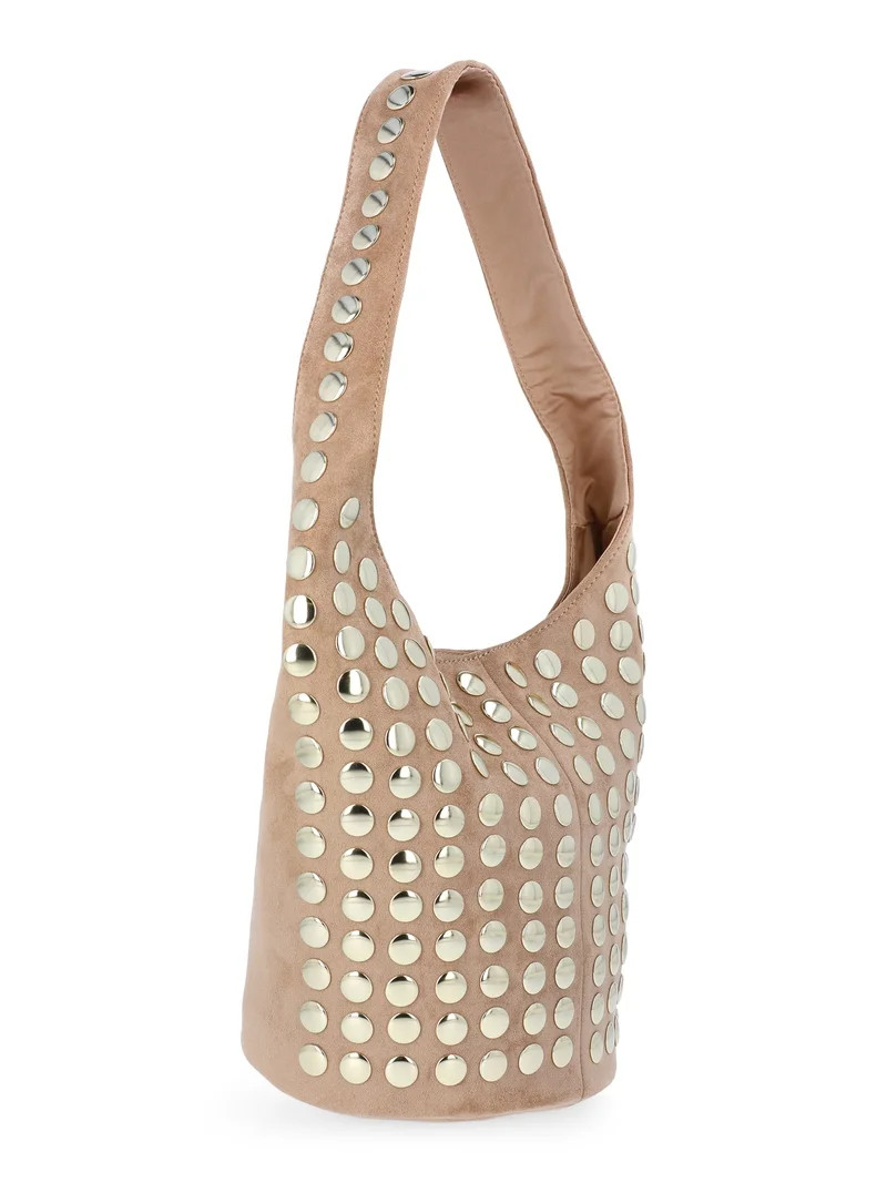 Madden NYC Women's Studded Bucket Shoulder Bag, Khaki | Walmart (US)