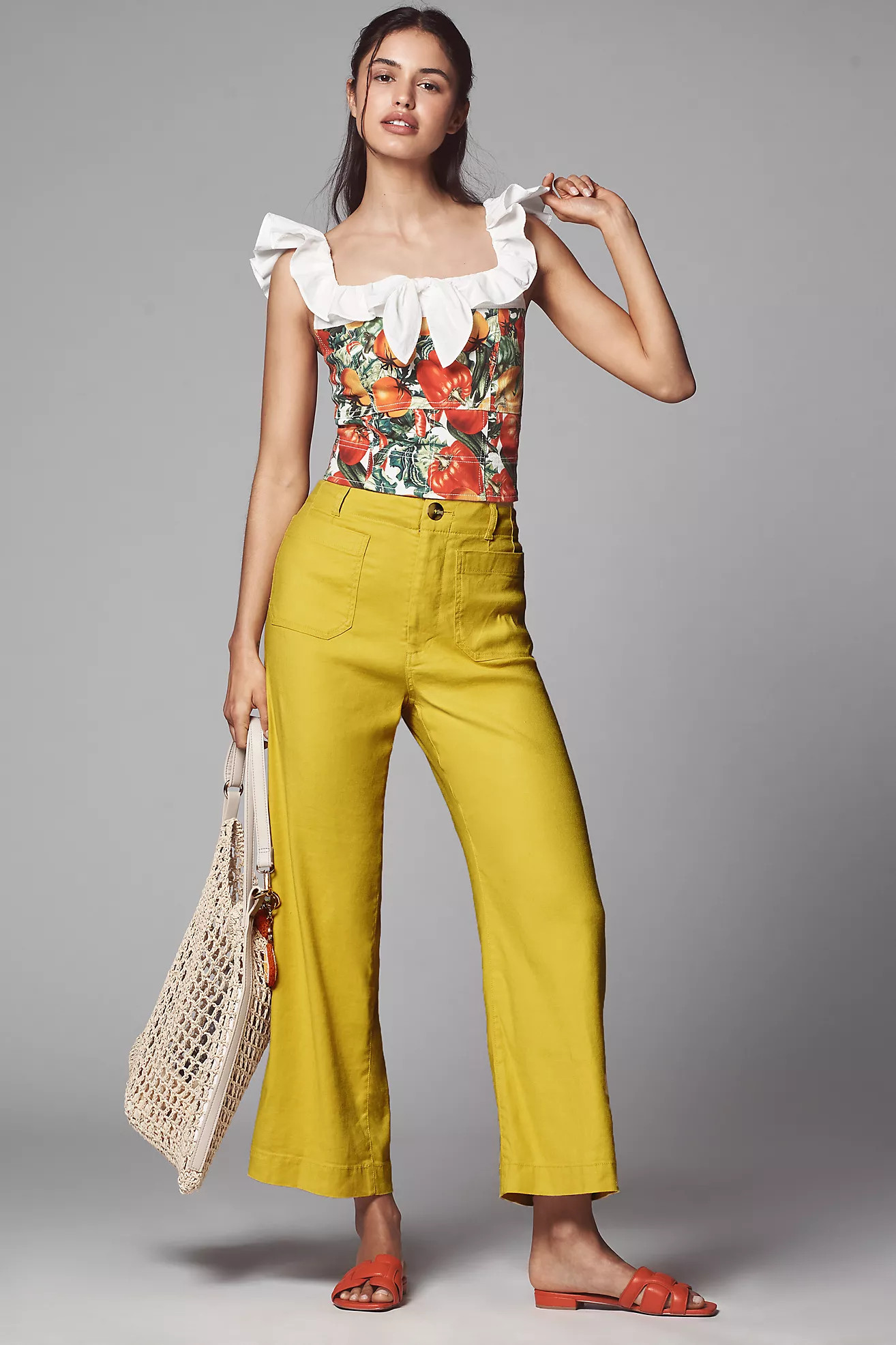 The Colette Cropped Wide-Leg Pants by Maeve: Linen Edition | Anthropologie (US)