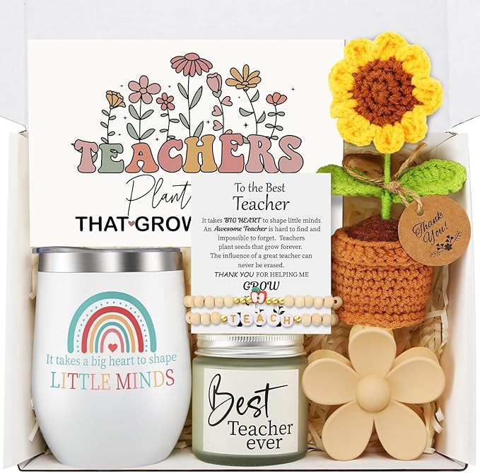 Teacher Appreciation Gifts for Women, Thank You Teacher Gift Box with Stainless Steel Tumbler, Ca... | Amazon (US)