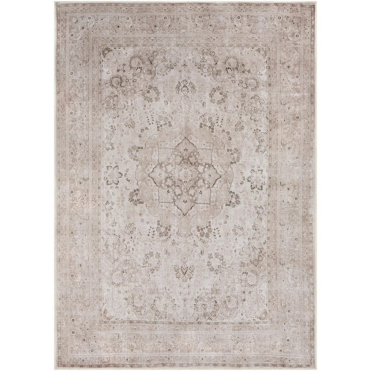 Cyrie Machine Washable Medallion Cream Area Rug | Wayfair North America