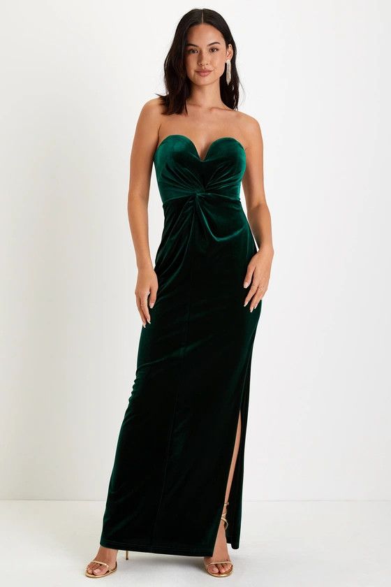 Fabulous Grace Emerald Green Velvet Twist-Front Maxi Dress Wedding Guest Formal Winter #LTKHoliday | Lulus (US)