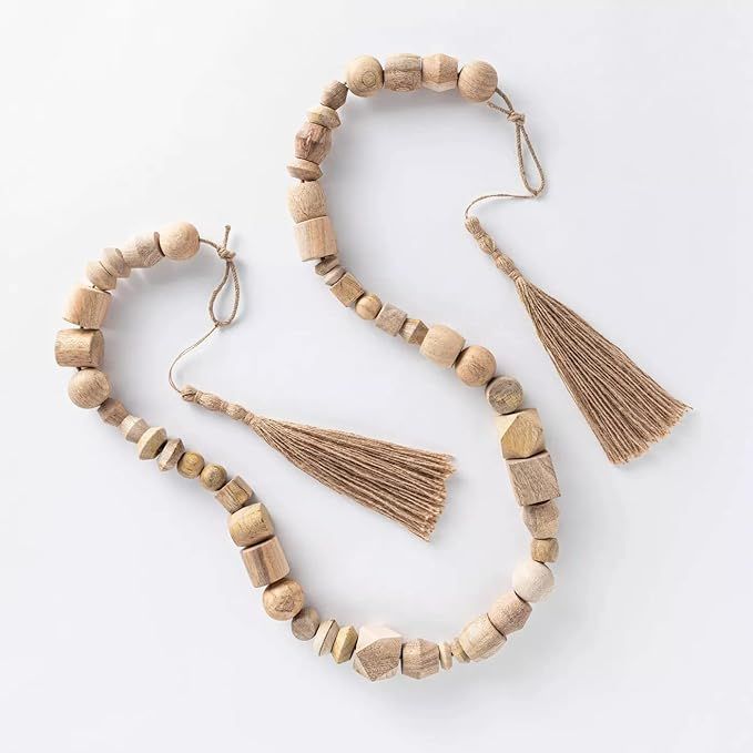 96" Decorative Wooden Bead Garland Natural - Threshold Designed with Studio McGee | Amazon (US)