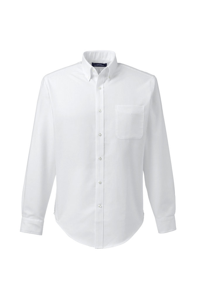 Men's Tall Tailored Fit Long Sleeve Buttondown Oxford Dress Shirt - Lands' End - White - L | Lands' End (US)