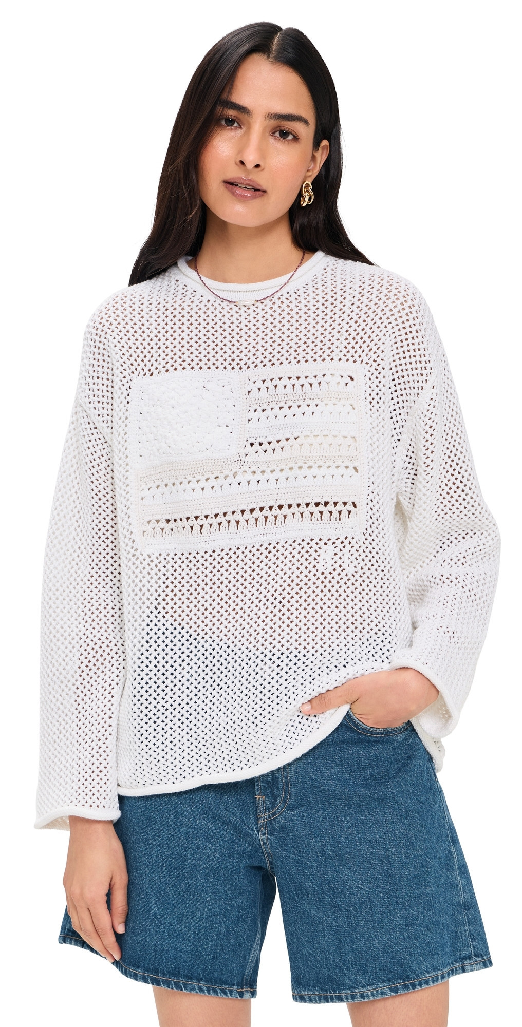 Polo Ralph Lauren Tonal Flag Sweater White Multi L | Shopbop