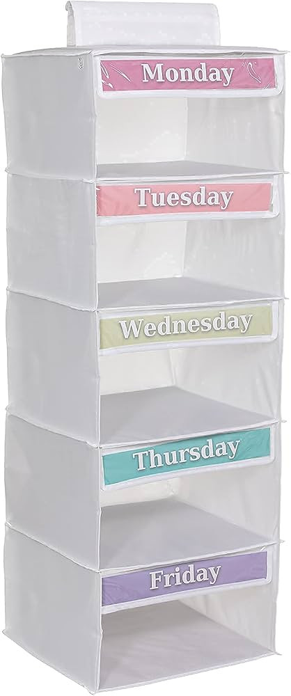5-Shelf Weekly Clothes Organizer for Kids (33”) Weekday Clothes Organizer for Kids I School Clo... | Amazon (US)
