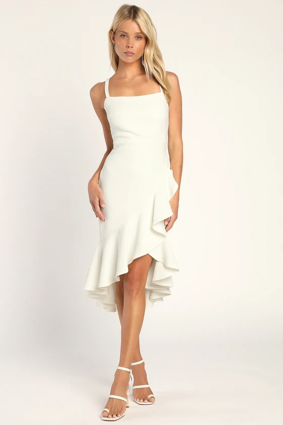 Preciously Pretty White Bodycon High-Low Dress | Lulus (US)