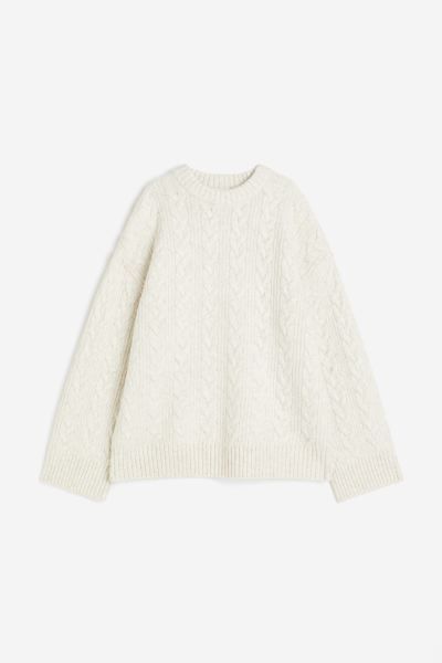 Oversized Pullover mit Zopfmuster - Naturweiß - Ladies | H&M DE | H&M (DE, AT, CH, NL, FI)