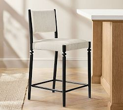 Estelle Upholstered Metal Stool | Pottery Barn (US)