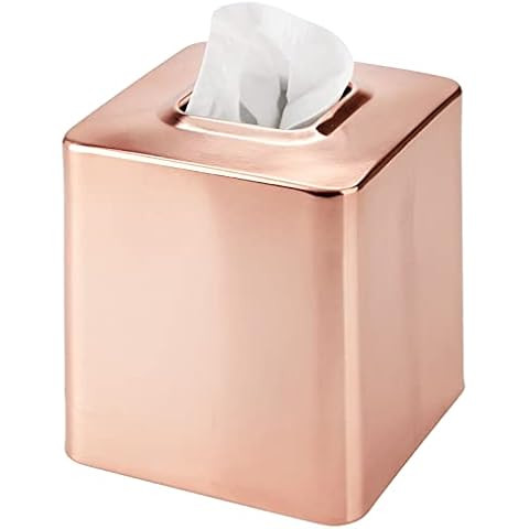mDesign Metal Square Tissue Box Cover, Modern Facial Paper Holder - Accessories for Bathroom Vani... | Amazon (US)
