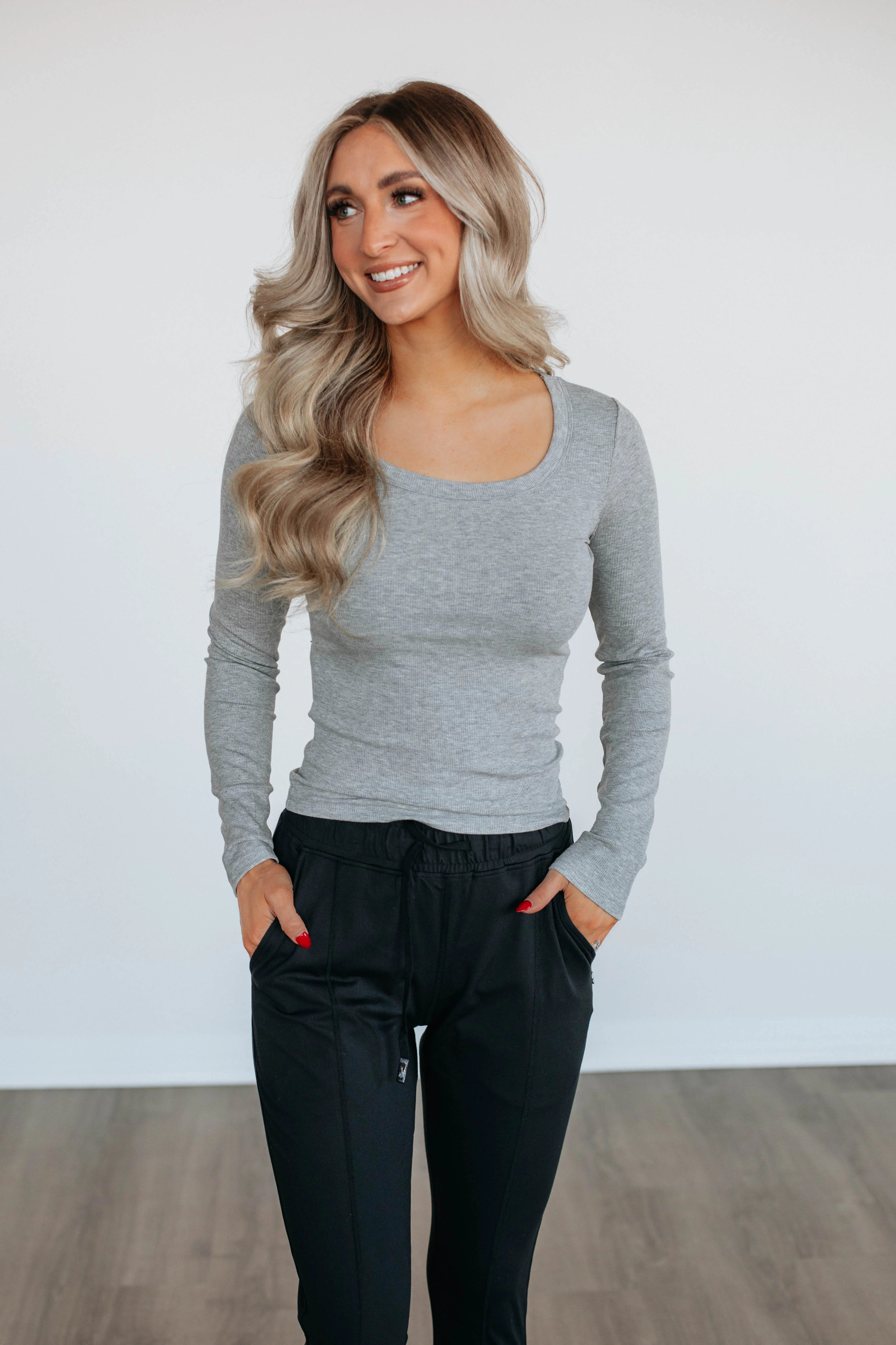 Kasen Ribbed Top - Heather Grey | Wild Oak Boutique