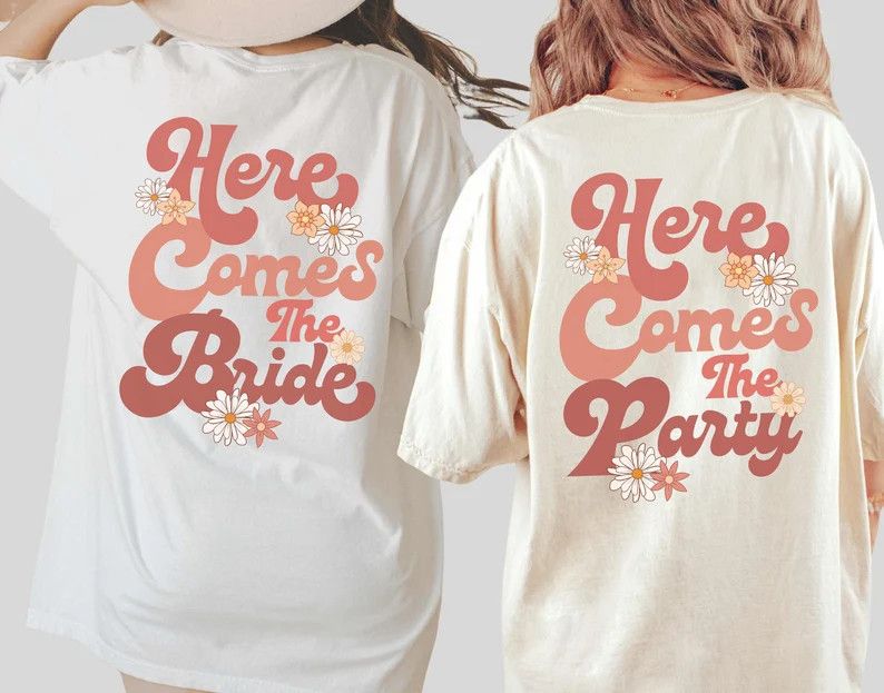 Here Comes the Bride, Vintage Bride T-shirt, Retro Bachelorette Party Shirts Custom Name Tee 70s ... | Etsy (US)