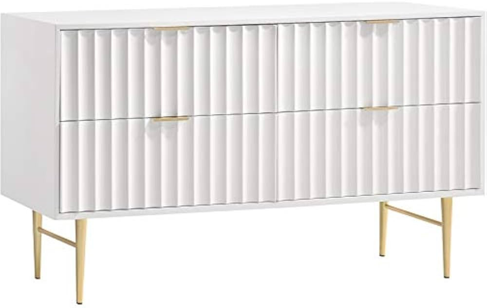 MAKLAINE 32''H x 60''W x 17''D Dresser in White Medium Gloss Finish | Amazon (US)
