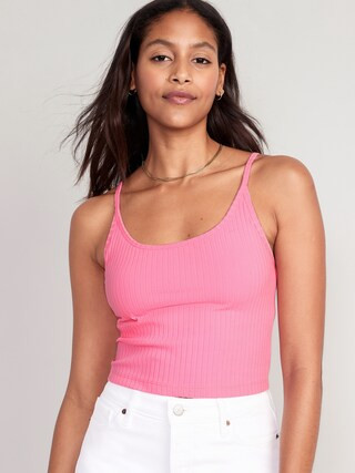 Strappy Rib-Knit Cropped Tank Top for Women | Old Navy (US)