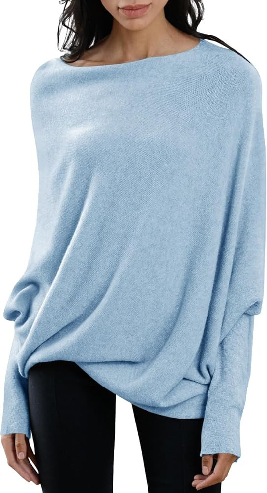 Imily Bela Batwing Boat Neck Sweaters for Women Spring Long Sleeve Soft Knit Loose Baggy Pullover... | Amazon (US)