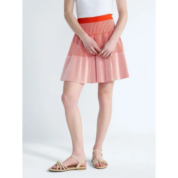 Free Assembly Women's and Women's Plus Ribbed Stitch Tiered Mini Skirt. Sizes XS-4X | Walmart (US)