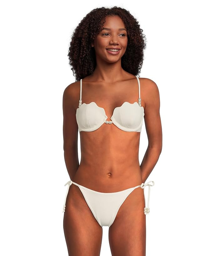L*Space Sunrise Shell Top Women's Swimwear Cream : XS (32A), Nylon/Spandex | Zappos.com