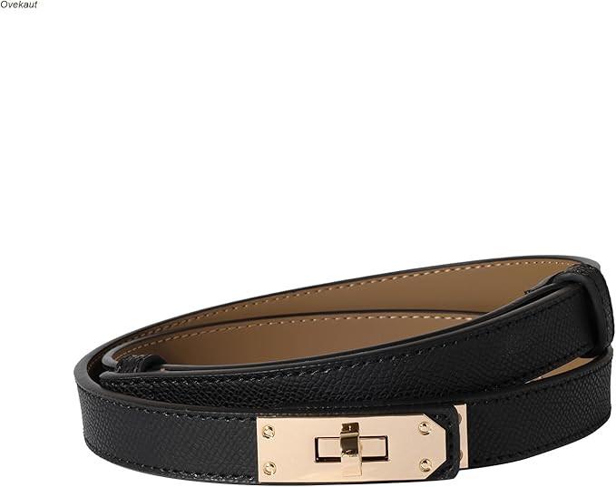 Women Skinny Leather Belt Solid Color Alloy Turn Lock Adjustable Waistband for Dresses Jeans Coat... | Amazon (US)