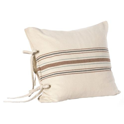 Winnie Coastal Beach Beige Striped Outdoor Throw Pillow - 24x24 | Kathy Kuo Home