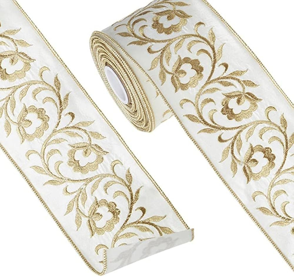 RAZ Imports Ribbon 2022 4" X 10 Yards Floral Embroidered Wired Ribbon | Amazon (US)