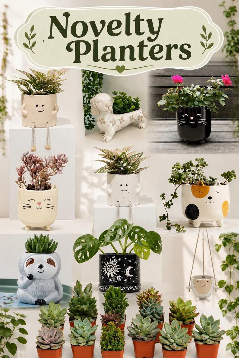 Whimsical Novelty Planters for Every Plant Lover 🌿✨ Add personality to your home with these adorable novelty planters filled with beautiful succulents and greenery. From cute cat planters to smiling face pots and playful animal designs, these unique plant pots are the perfect way to brighten shelves, desks, bedrooms, kitchens, and cozy corners. Perfect for plant lovers, succulent collectors, apartment decor, dorm rooms, and anyone who loves cute home decor with a modern whimsical aesthetic. These charming planters also make thoughtful gifts for birthdays, housewarmings, Mother’s Day, and holidays. #NoveltyPlanters #SucculentPlanter #CutePlanters #PlantDecor #SucculentLover #IndoorPlants #WhimsicalDecor #HomeDecorIdeas #CuteHomeDecor #AnimalPlanters #PlantMom #PlantAesthetic #ModernHomeDecor #CozyHome #SucculentLove #HouseplantClub #PlanterPots #ShelfDecor #ApartmentDecor #SparkDazzle #PlantStyling #UniquePlanters #CuteSucculents #BohoHomeDecor #IndoorPlantDecor #PlantShelfie #GardenInspiration #HomeAesthetic #TrendingHomeDecor #PinterestHomeDecor