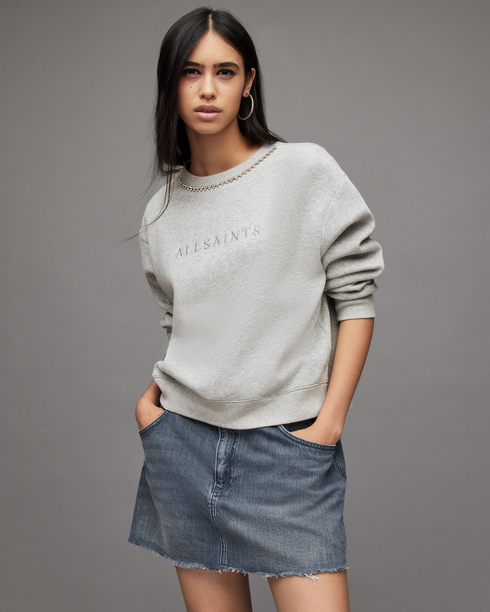 Pippa Diamante Embellished Sweatshirt | AllSaints US