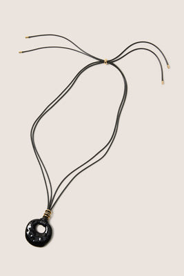 EVEREVE Women's Joey Pendant Cord Necklace, Black | Evereve