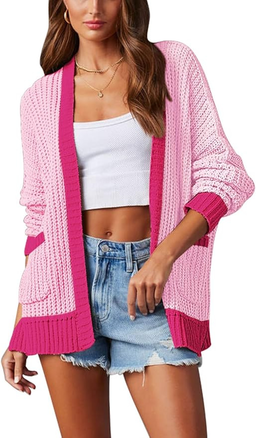 Pink Queen Women's 2024 Fall Winter Long Sleeve Cardigan Casual Open Front Oversized Knit Sweater... | Amazon (US)